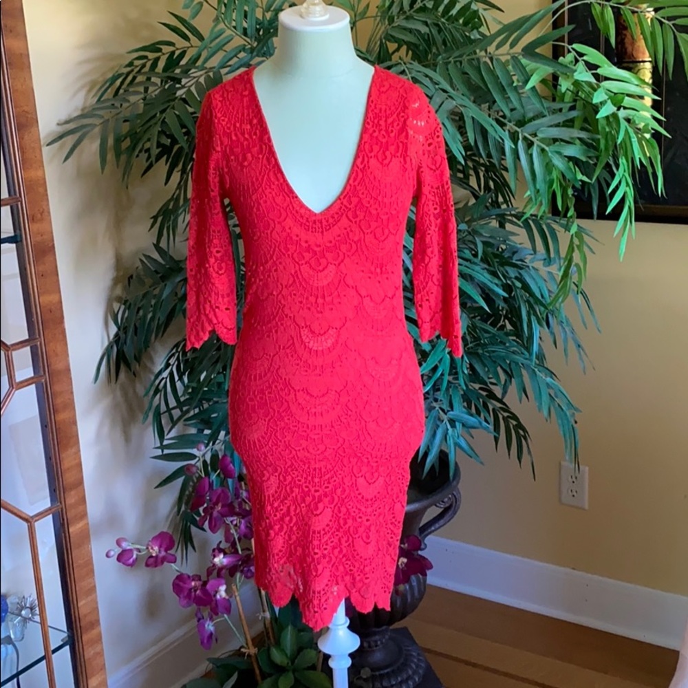Nightcap Spanish Lace Dress - Red